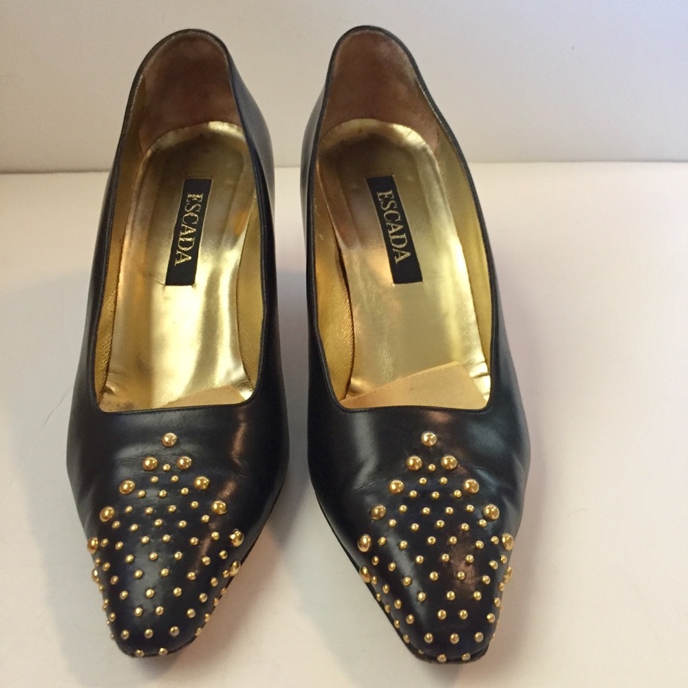 Escada Black Calf High Heels 8B